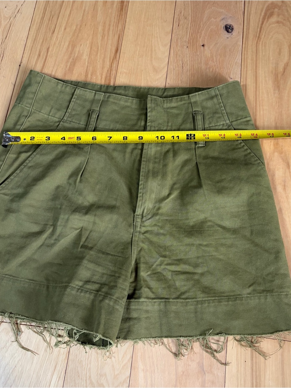 All Saints Olive Green Cargo-Style High Waist Shorts